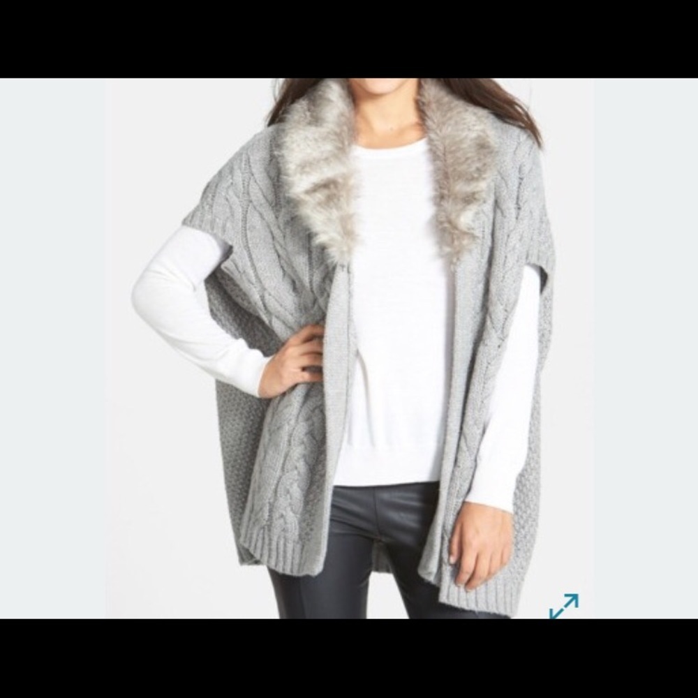 NORDSTROM Oversized Chunky Knit Faux Fur Sweater